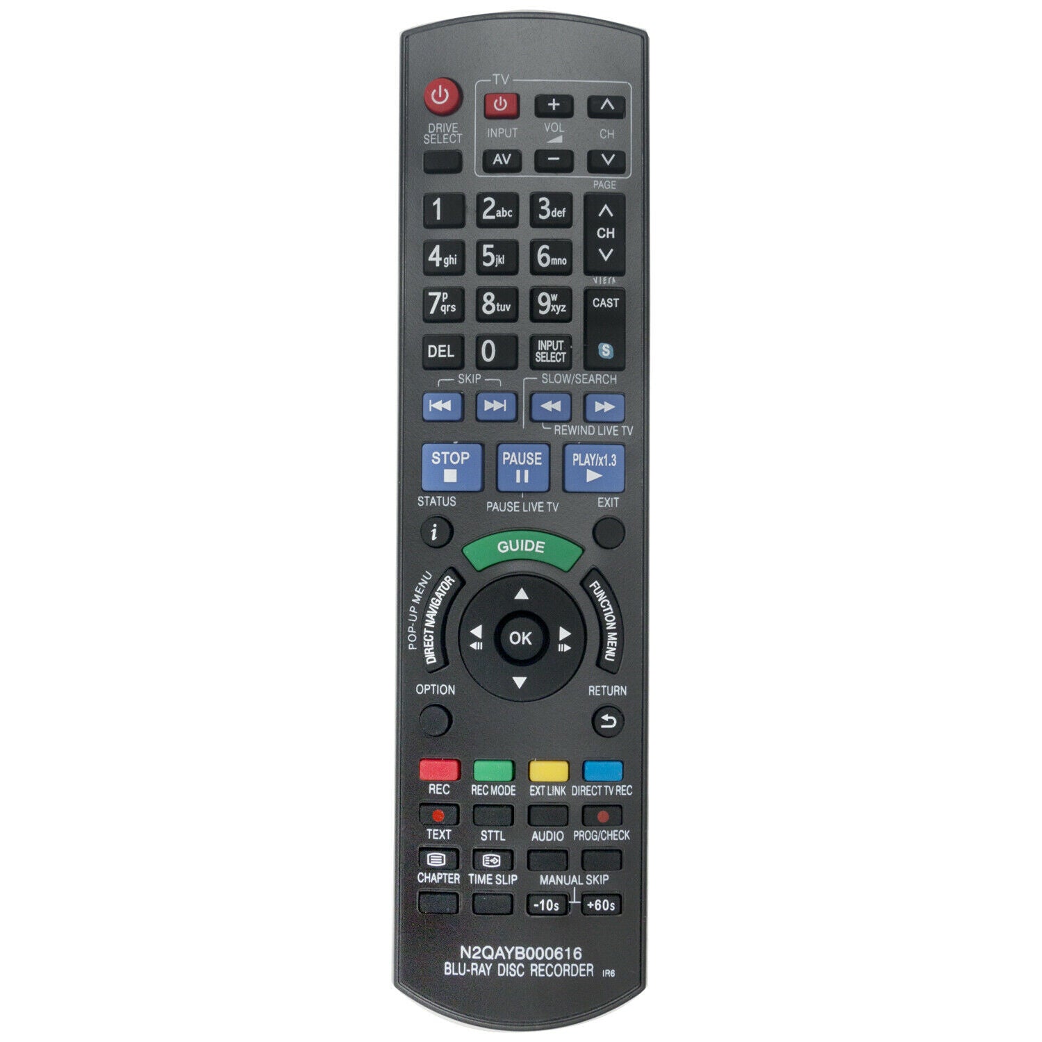 N2QAYB000616 Remote Replacement Only Fit for Panasonic BluRay Disc Recorder & Panasonic TV